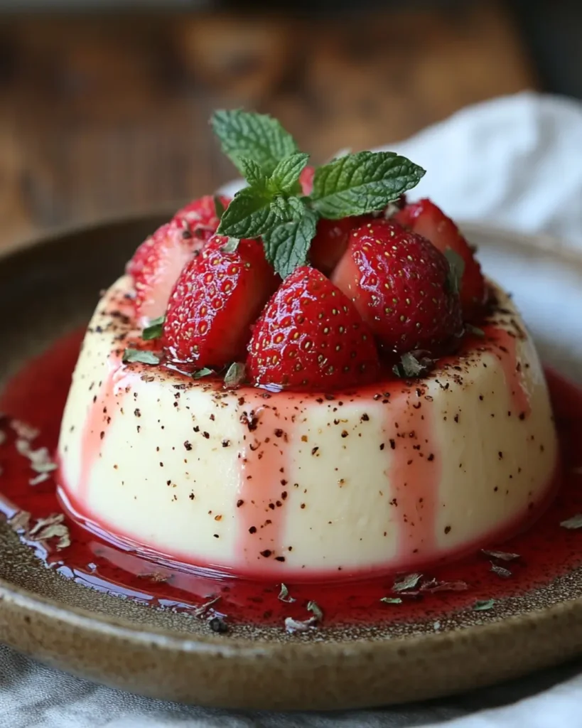 Vanilla and strawberry panna cotta